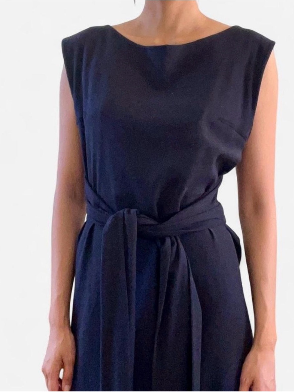 Rare Issey Miyake Navy Blue Midi Dress Size 3 Small - Picture 3 of 6